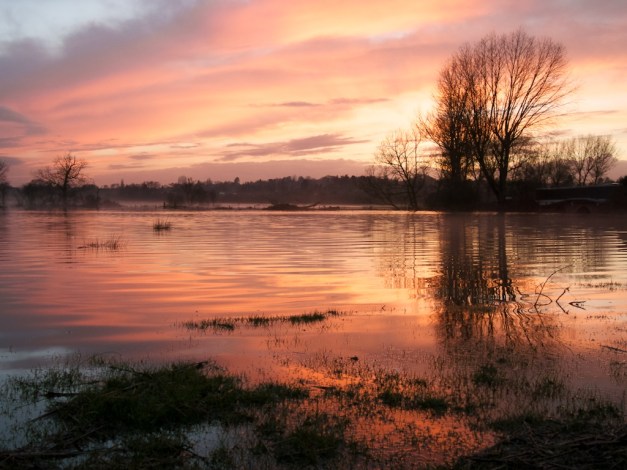 Sunset Over Flooded Fields