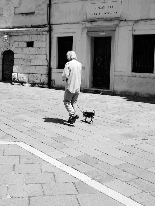 Old an Walking His Dog