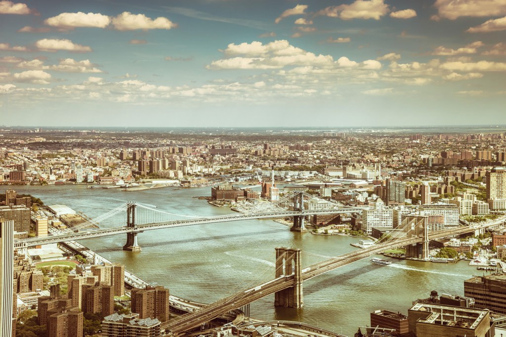 New York City - Brooklyn Bridge and Manhattan Bridge - View from 4 World Trade Center