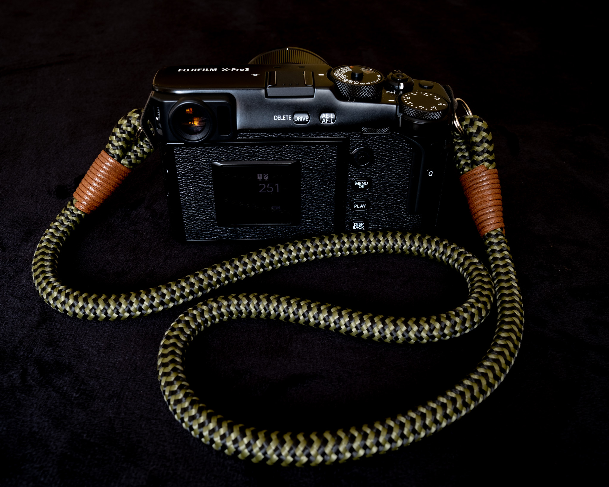 Hyperion Black-Olive Acrylic Camera Strap with Fujifilm X-Pro3